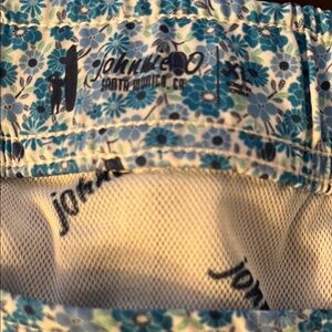johnnie-O Blue and White Floral Swim Shorts